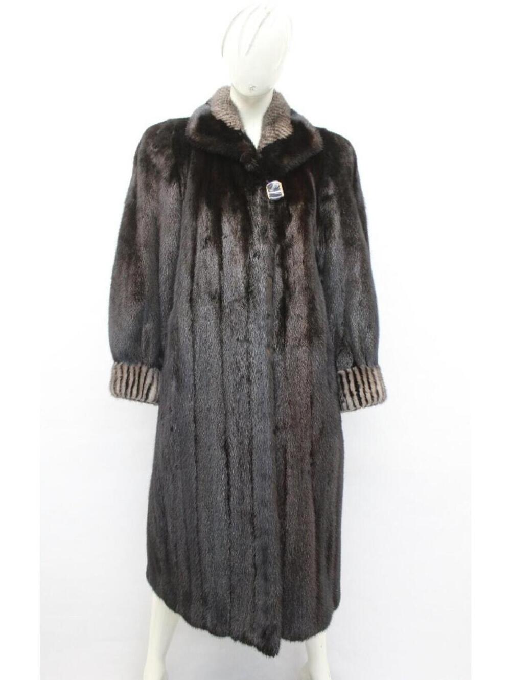 Excellent Canadian Dark Ranch & Gray Mink Fur Jacket Coat Women Woman Size 4-6